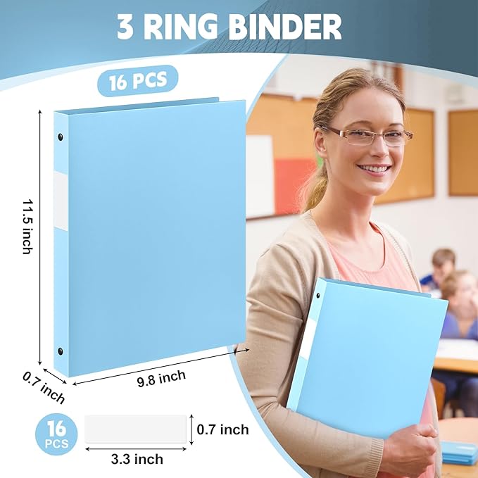 Henoyso 16 Pcs 3 Ring Binder 0.5 Inch Round Fits Letter Size 8.5'' x 11'' Paper - Image 2