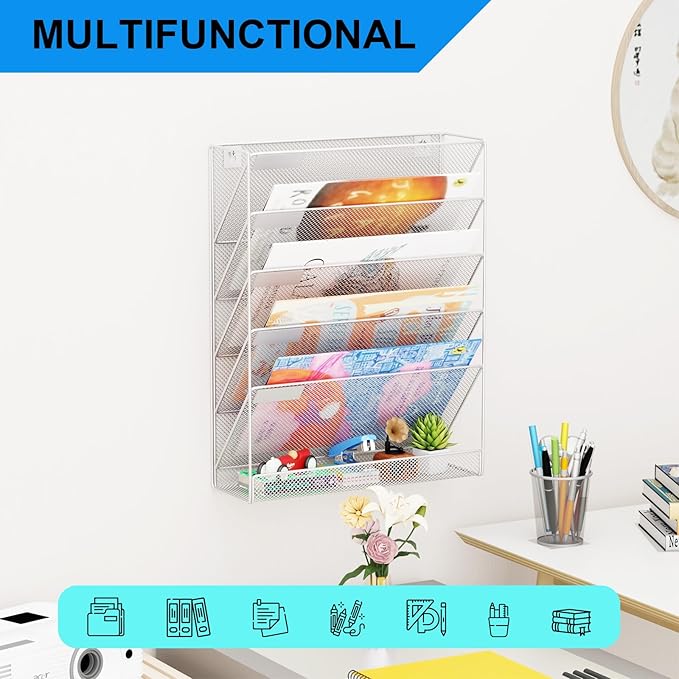 GDINDINFAN Wall File Organizer Holder Mesh Hanging Paper Document Holder - Image 6