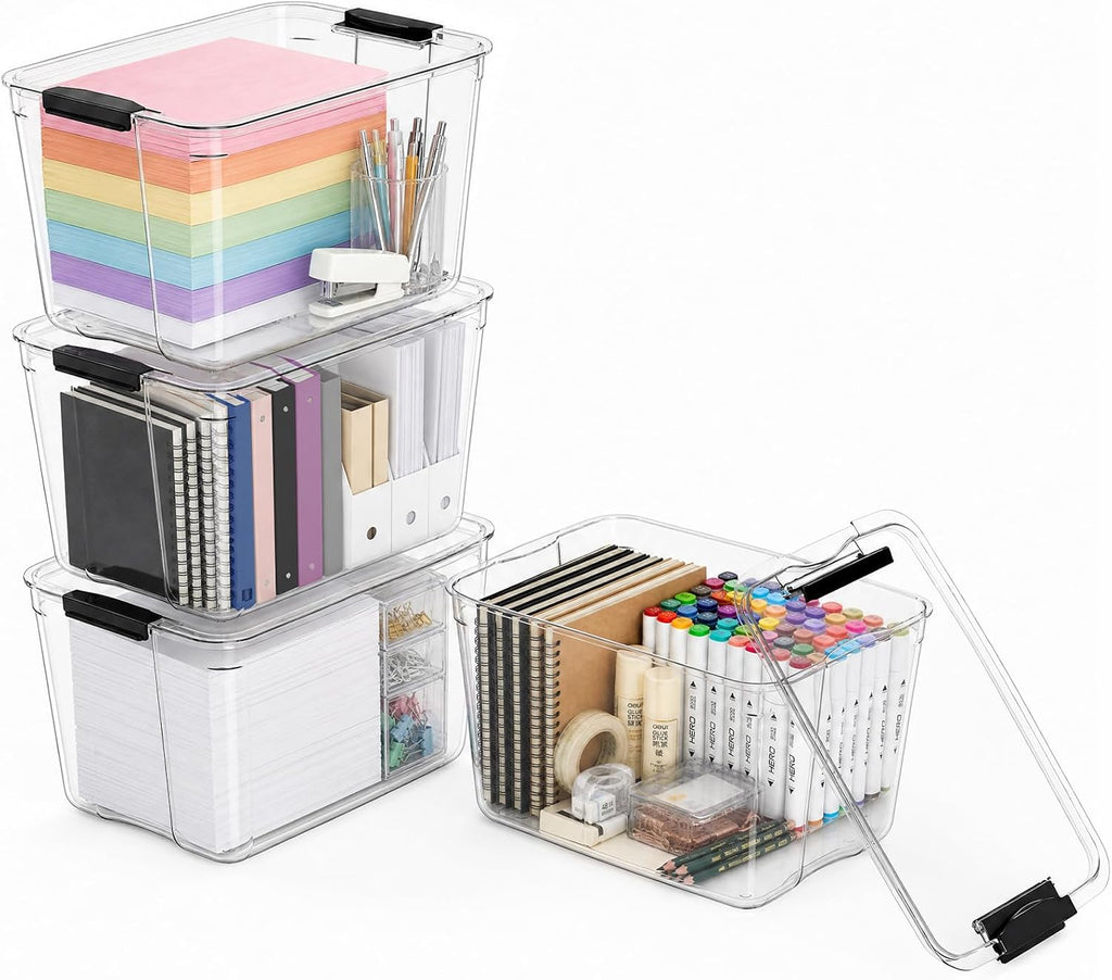 108qt clear storage bins with lids plastic organizers, main product view
