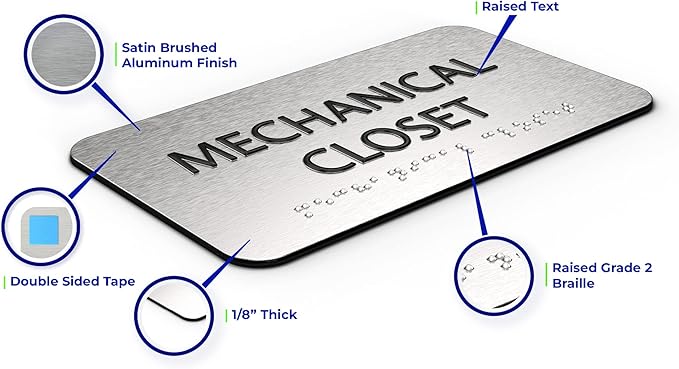 ADASigns Mechanical Closet Sign 7" W x 4" H - Image 4