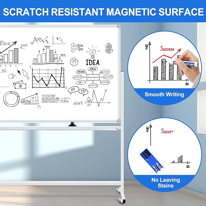96"x48" Large Magnetic White Board Dry Erase Whiteboard - Image 5