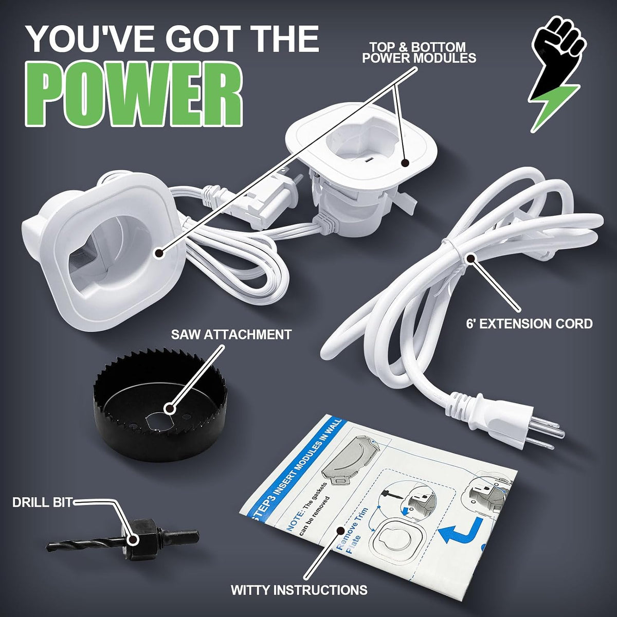 in-Wall Cable Management Kit, Wire Manager for Power and Low Voltage Cables, ...