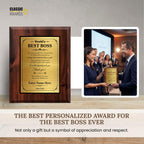 Custom Award Plaque for Boss, Leadership Gifts, Boss Gifts for Men/Women | Custom Plaque Gifts for Bosses/Leaders/Executives/Supervisors, Personalized Going Away Gift for Boss