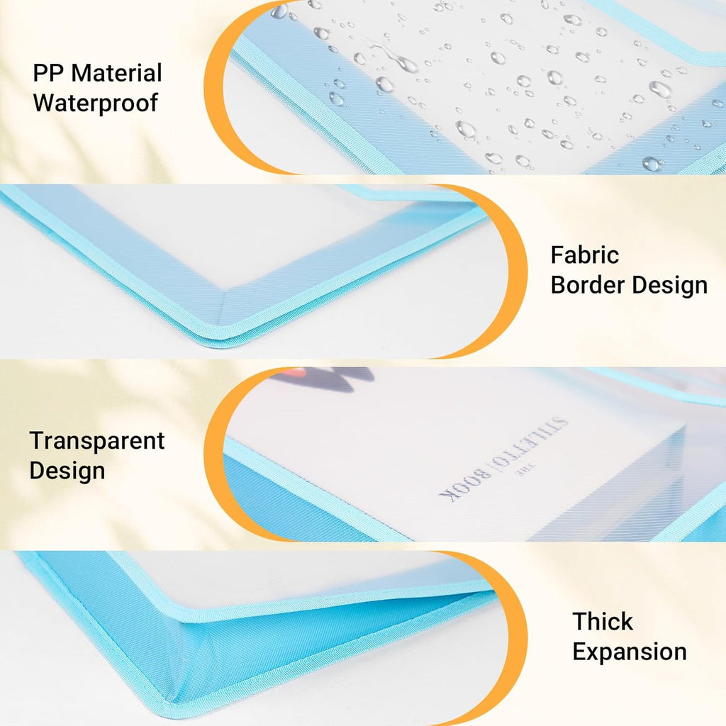 Plastic Expanding File Folder, Clear Envelopes Fit Letter & A4 Size, Folders for Documents with Snap Closure, No Dividers, Large Capacity (3, Cool Colors)