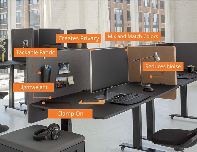 Stand Up Desk Store ReFocus Clamp-on Acoustic Desk Divider Privacy Panel That - Image 6