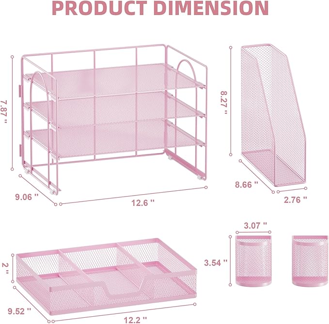 Marbrasse Desk Organizer and Accessories，4-Tier Paper Letter Tray Organizer - Image 4