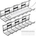 2 Pack DELAMU Under Desk Cable Management Tray, Metal Cord Cable Organizer by DELAMU