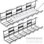 2 Pack DELAMU Under Desk Cable Management Tray, Metal Cord Cable Organizer by DELAMU