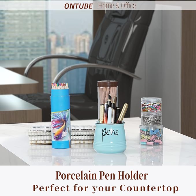 ONTUBE Porcelain Pens Holder Stand, Ceramic Pencils Holder - Image 3
