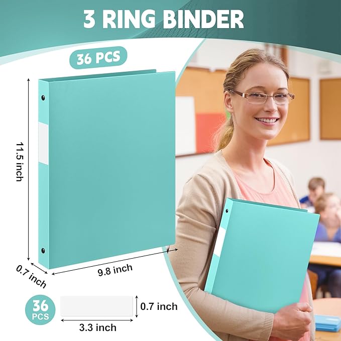 Henoyso 36 Pcs 3 Ring Binder 0.5 Inch Round Fits Letter Size 8.5'' x 11'' Paper - Image 2