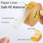 MILEQEE Double-Sided Tape Strong and Tough, 1in x 66FT, Durable Duct Cloth - Image 2