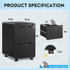 DEVAISE 2-Drawer Rounded Corner Metal File Cabinet - Image 3
