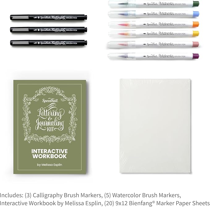 Speedball Hand-Lettering & Journaling Set, Brush Tip Pens Calligraphy, Bullet - Image 3