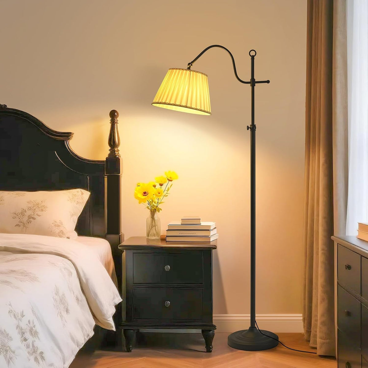 Linen Fabric Floor Lamps with Remote and Bluetooth Dimming