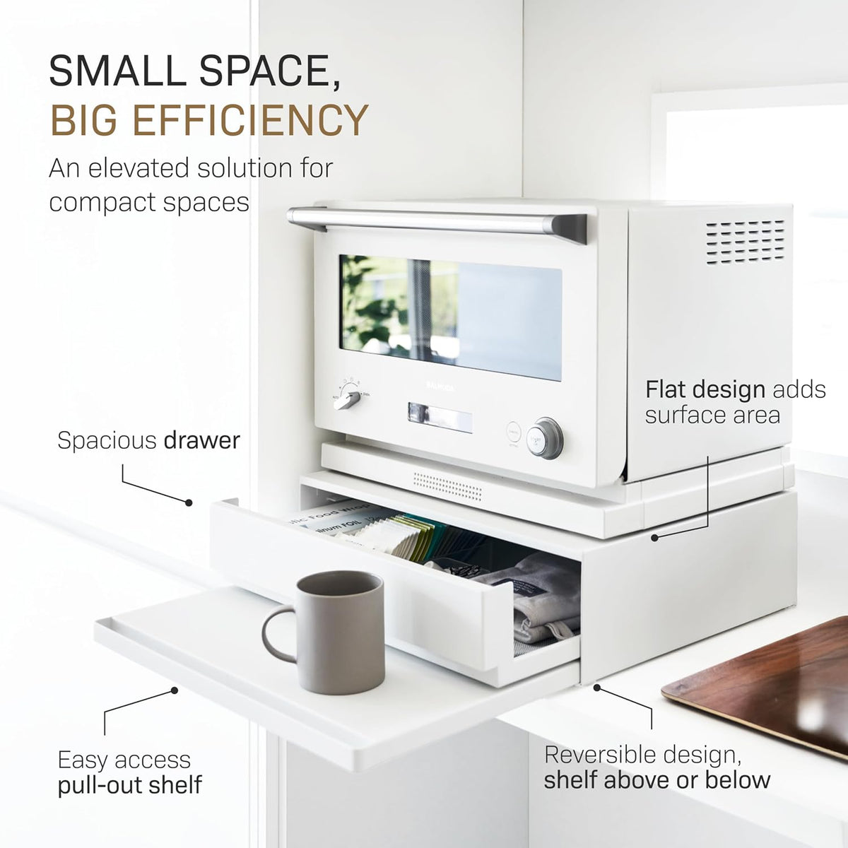 YAMAZAKI Home Tower Kitchen Countertop Organizer Appliance Stand with Drawer ...