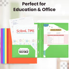 Sooez Plastic Folders with Pockets and Prongs, Pocket Folders with Prongs | 6 Pack Heavy Duty 3 Prong 2-Pocket Folders for Document, Colored File Folder Back to School Supplies for Kids