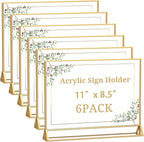 PPH-Sisy Clear Acrylic Sign Holder 11x 8.5 Horizontal Double Sided Gold Frame by PPH-SisyPurchaseNow