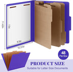 Skyygemm 48 Pcs Classification Folders Letter Size, 3 Divider Pressboard File - Image 2