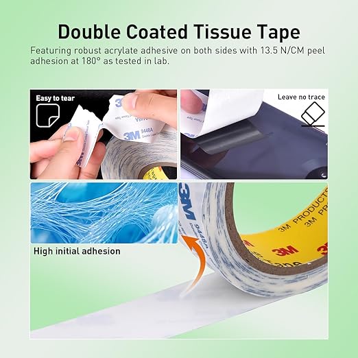 Double Sided Tape 9448A 1/2" x 33Ft Pack of 2 Made of 3M Super Sticky Adhesive - Image 4