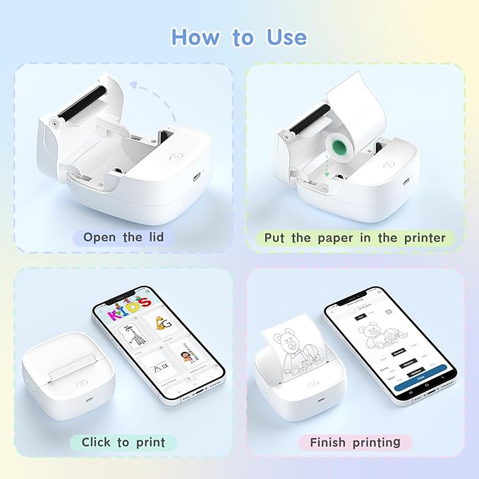 Gloryang JD-23 Sticker Printer, Mini Portable Thermal Printer Print Pod - Image 9