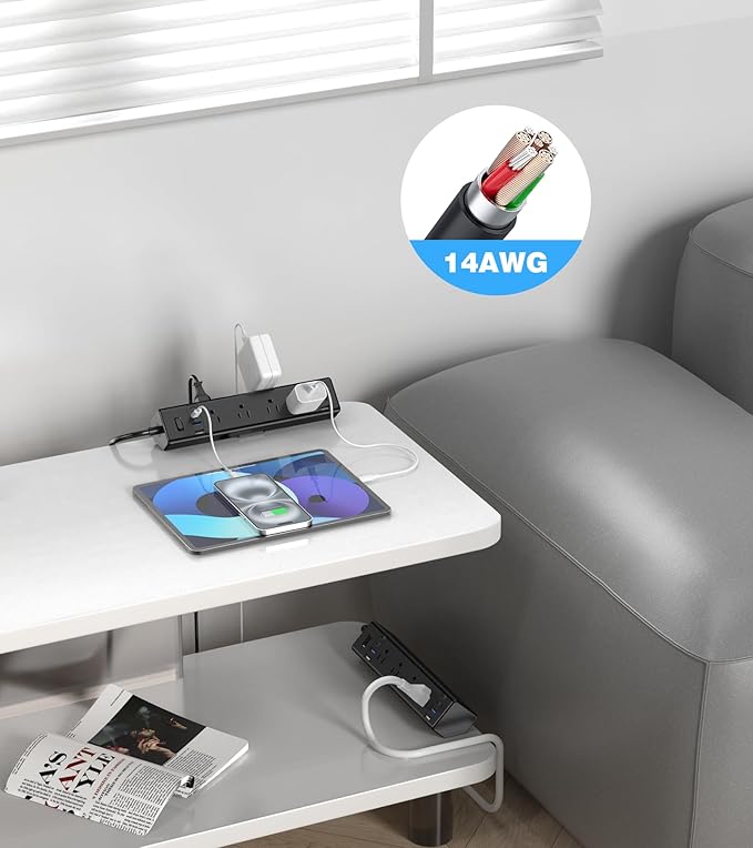 40W Fast Charging Station, Desk Clamp Power Strip, 4 USB-C Ports & 8 AC Outlets - Image 7