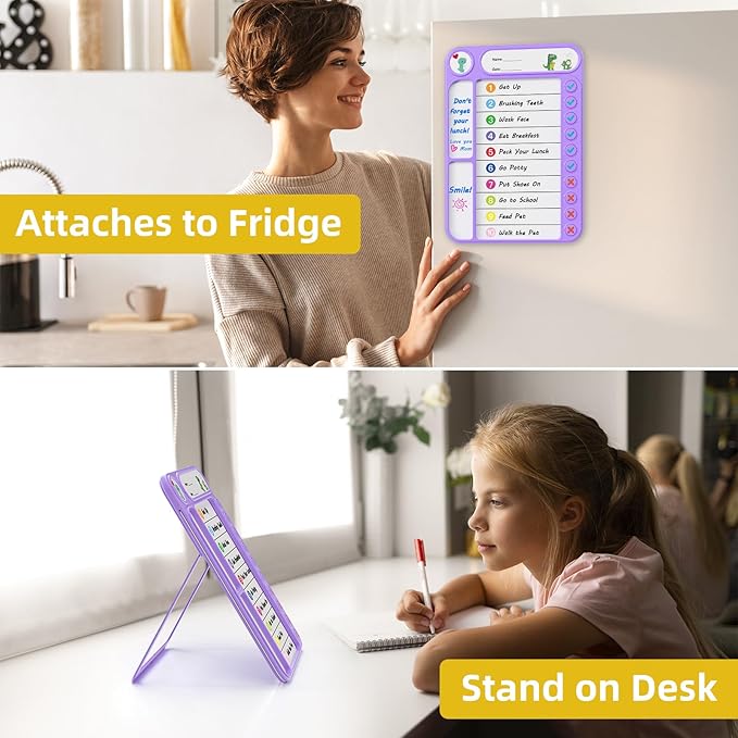2-Pack Magnetic Chore Chart for Kids, ADHD Task Tracker Easy-Check Routine Dry - Image 8