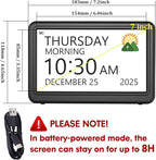 Clock with Day and Date for Elderly Battery Operated, Rechargeable Digital - Image 2
