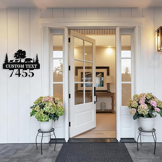 Custom Bear Metal House Number Sign Outside, Personalized Metal Address Signs - Image 3