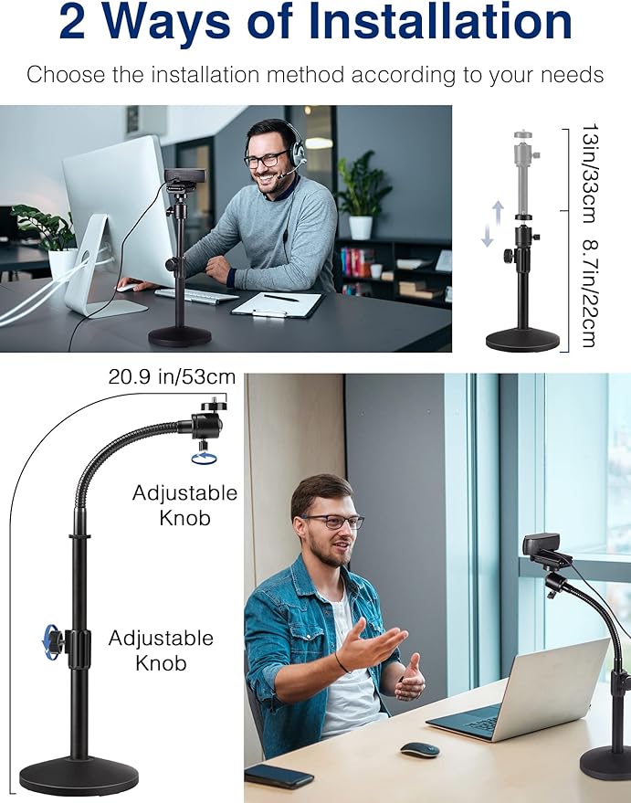 Puroma Webcam Stand Goose-Neck Mount Stand Upgraded Desktop Stand - Image 4