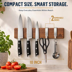 magnetic knife holder for wall, 10 inch acacia showing dimensions