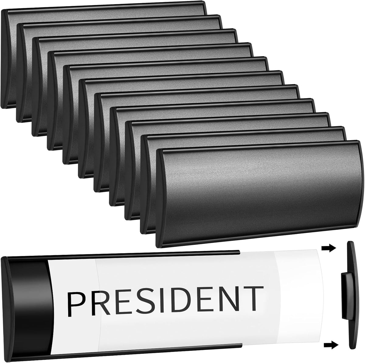 Therwen 12 Pcs Aluminum Office Name Plate Holder