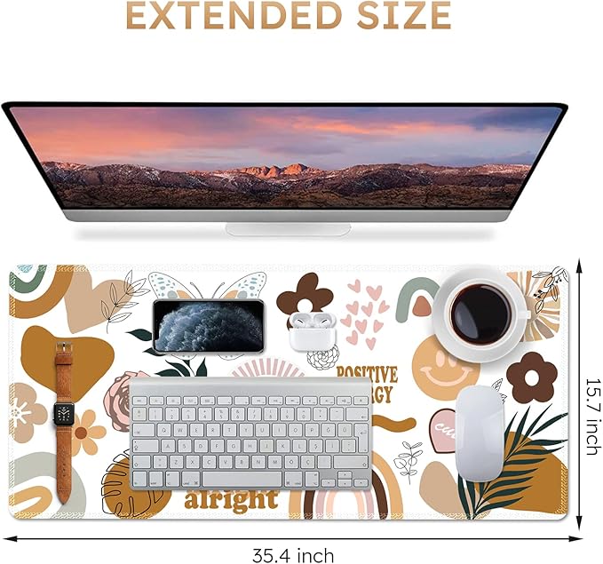iCasso Desk Mat, Large Gaming Mouse Pad, XXL Desk Pad Stable Rubber Base - Image 2