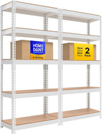 HOMEDANT 5 Tier Laminated White Boltless Metal Shelving Unit Adjustable Garage by TheBestOrganizingSolution