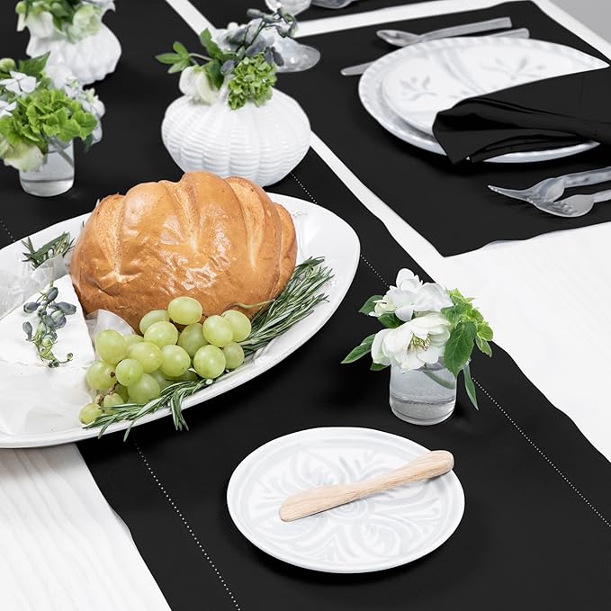 Solino Home Linen Black Table Runner 132 Inches Long - 100% Pure Linen Extra ...