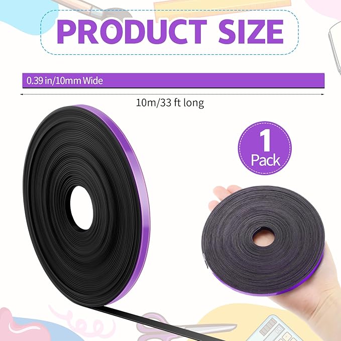 AmazingSpark Magnetic Tape Roll Thin Strips, 0.39 Inch x 33 Feet Magnetic Board - Image 2