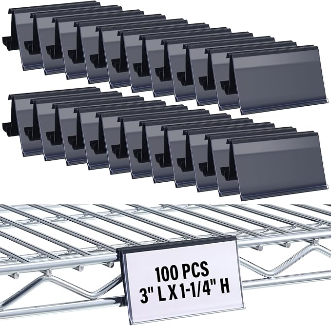 Kathfly 100 Pcs Wire Shelf Label Holders Compatible by Kathfly