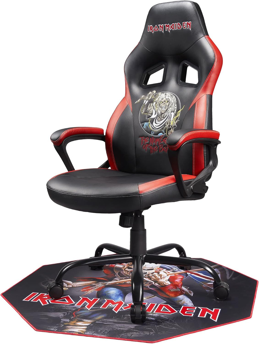 Subsonic - Metal Music Gaming Floor Mat 39.4x39.4 inch - Non-Slip for Office Chairs - Floor and Parquet Protection Mat for Gaming Rooms - Easy to Clean - Black