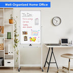 Magnetic Mobile White Board, 48 x 24 Double Sided Dry Erase Board Rolling - Image 9