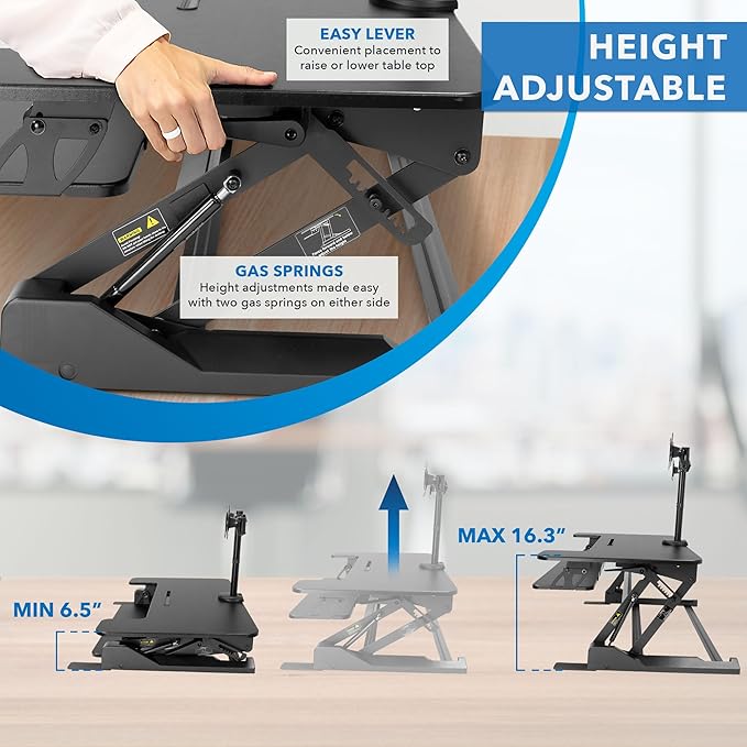 Mount-It! Standing Desk Converter Dual Monitor, 2 Screen Mounts Included - Image 6