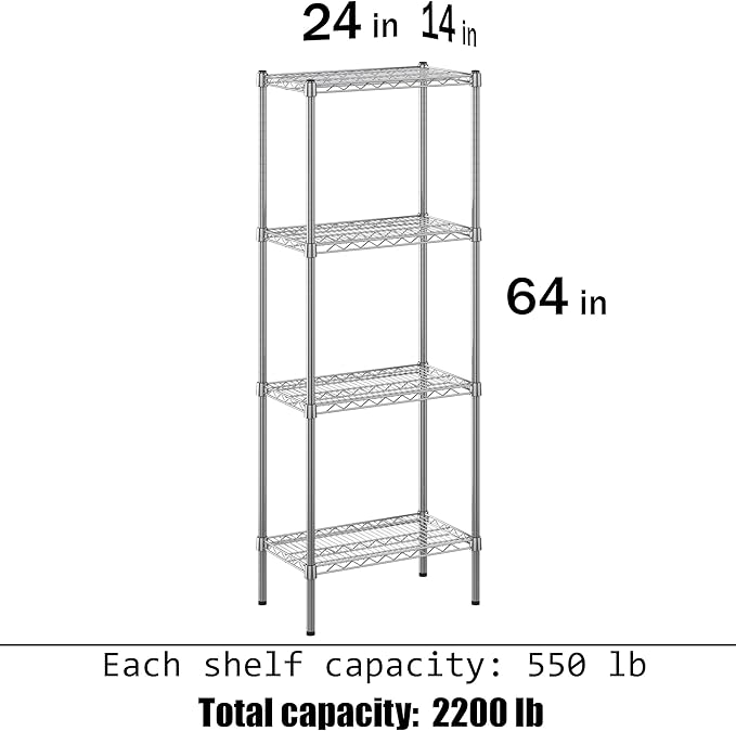 Regal Altair 14" Deep x 24" Wide x 64" Height Wire Shelving Kit | 4-Tier | NSF - Image 3