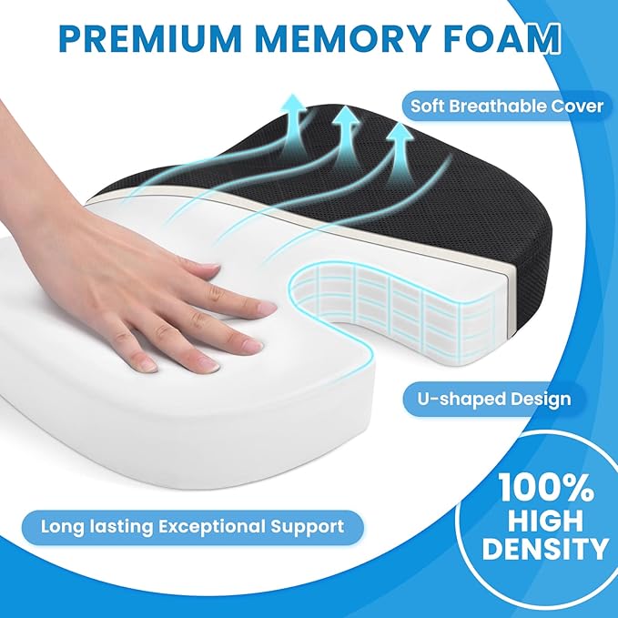 TushGuard Office/ Car Seat Cushion, Non-Slip Sciatica & Back Coccyx Tailbone - Image 3