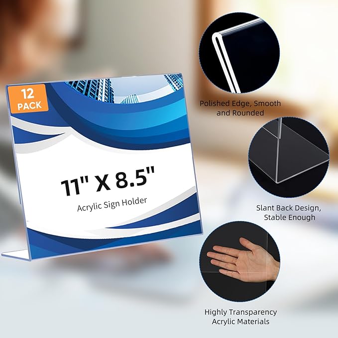 6 Pack L Shape Slanted Back 11x8.5 Plastic Sign Holders - Image 5
