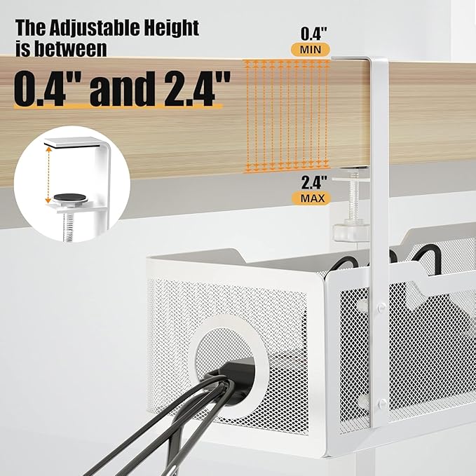 2 Pack Under Desk Cable Management Box White, Cinati 26.8" Wire Organizers No - Image 2