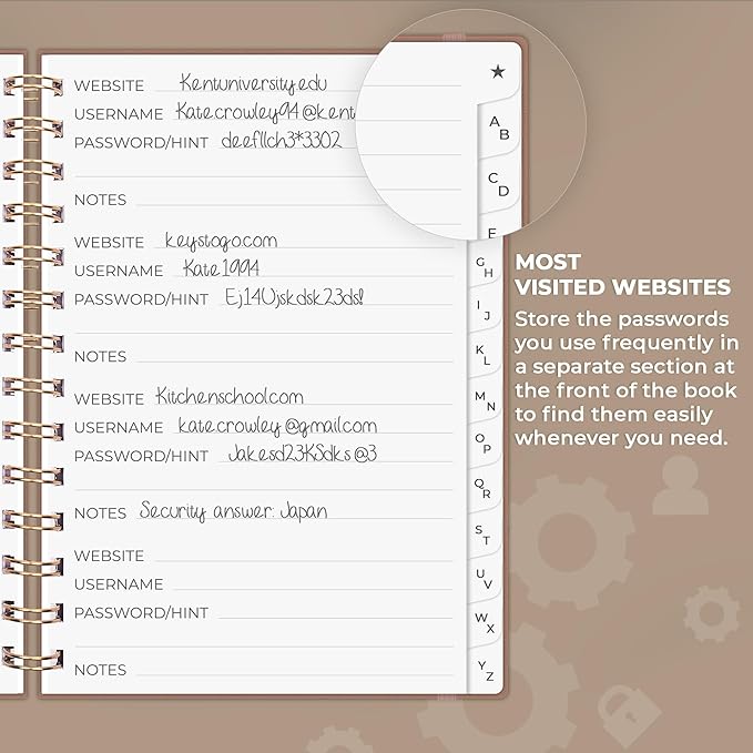 Clever Fox Password Book Spiral – Internet Address & Password Organizer - Image 4
