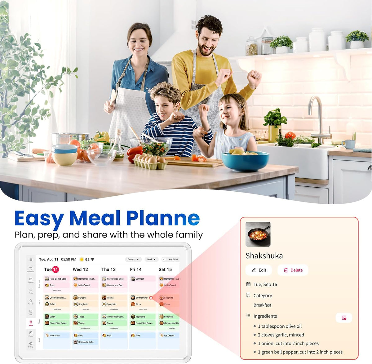 Skyzoo 14" Digital Calendar Wall Touch Screen – Chores, Meals & Photos