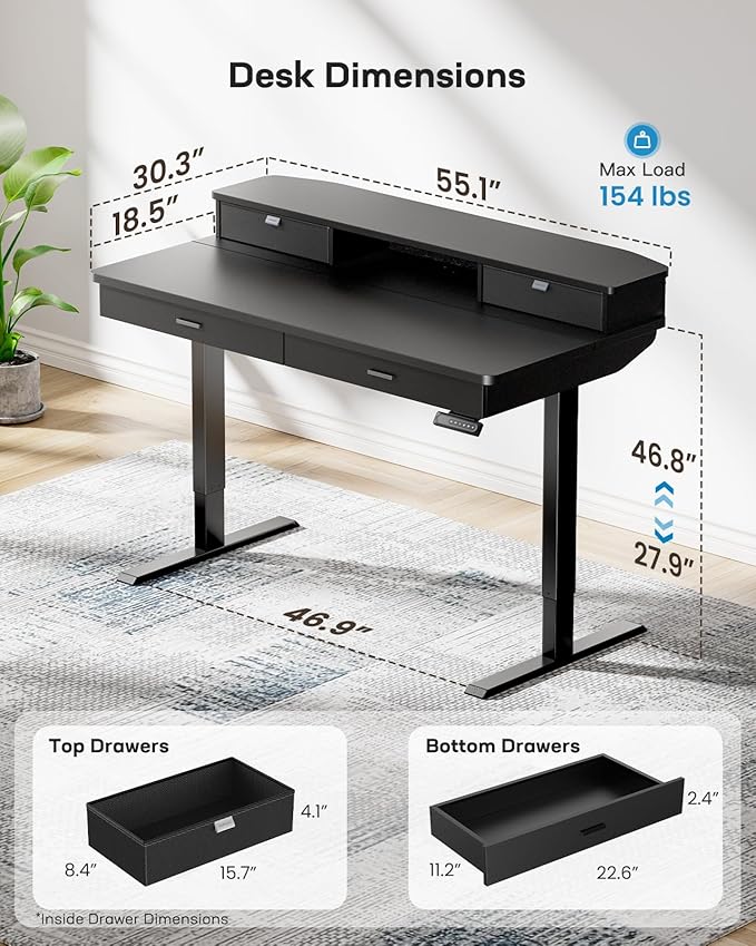 HUANUO 55 x 30 inch Electric Standing Desk - Image 3
