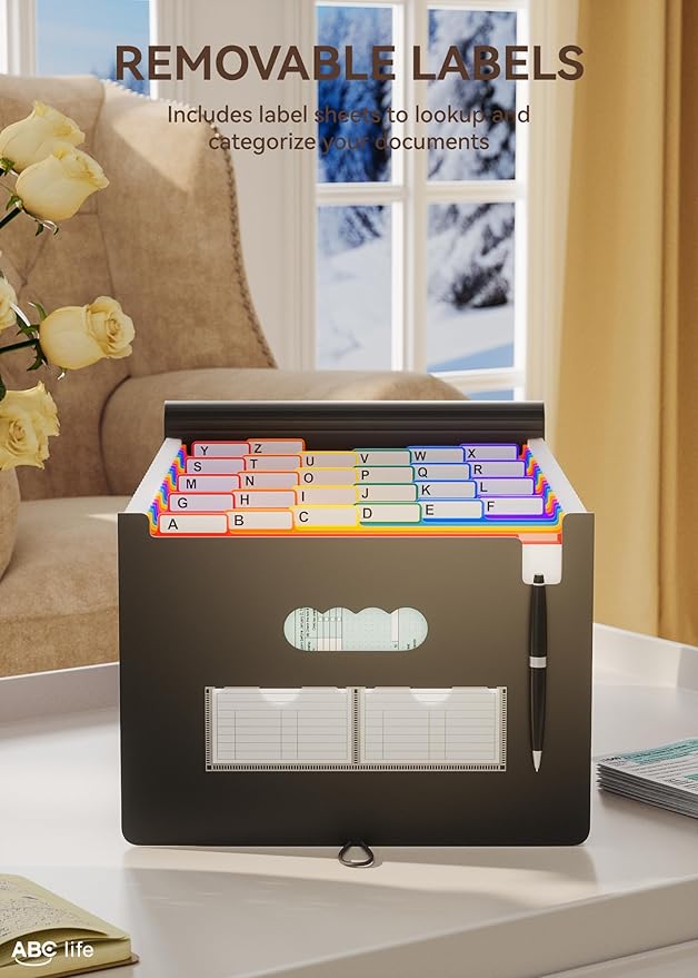ABC life 26 Pockets Accordion File Organizer, Expanding File Folders, Portable - Image 4