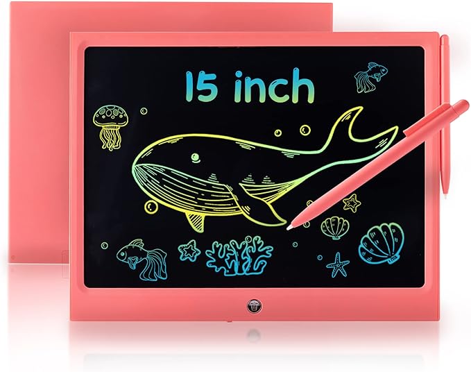 LCD Writing Tablet for Kids, 15 Inch Colorful Electronic Doodle Board, by ERUW