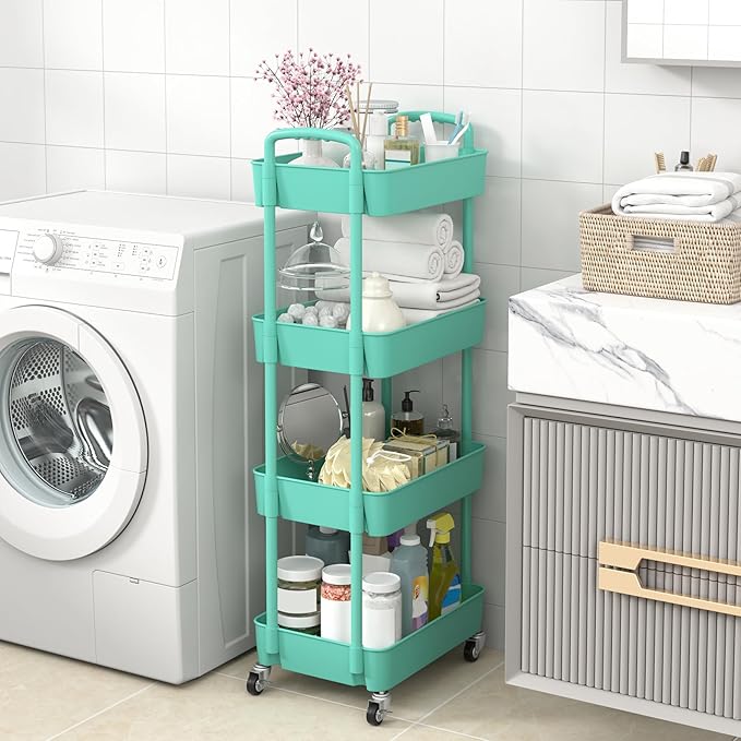 Sywhitta 4-Tier Plastic Rolling Utility Cart - Image 4