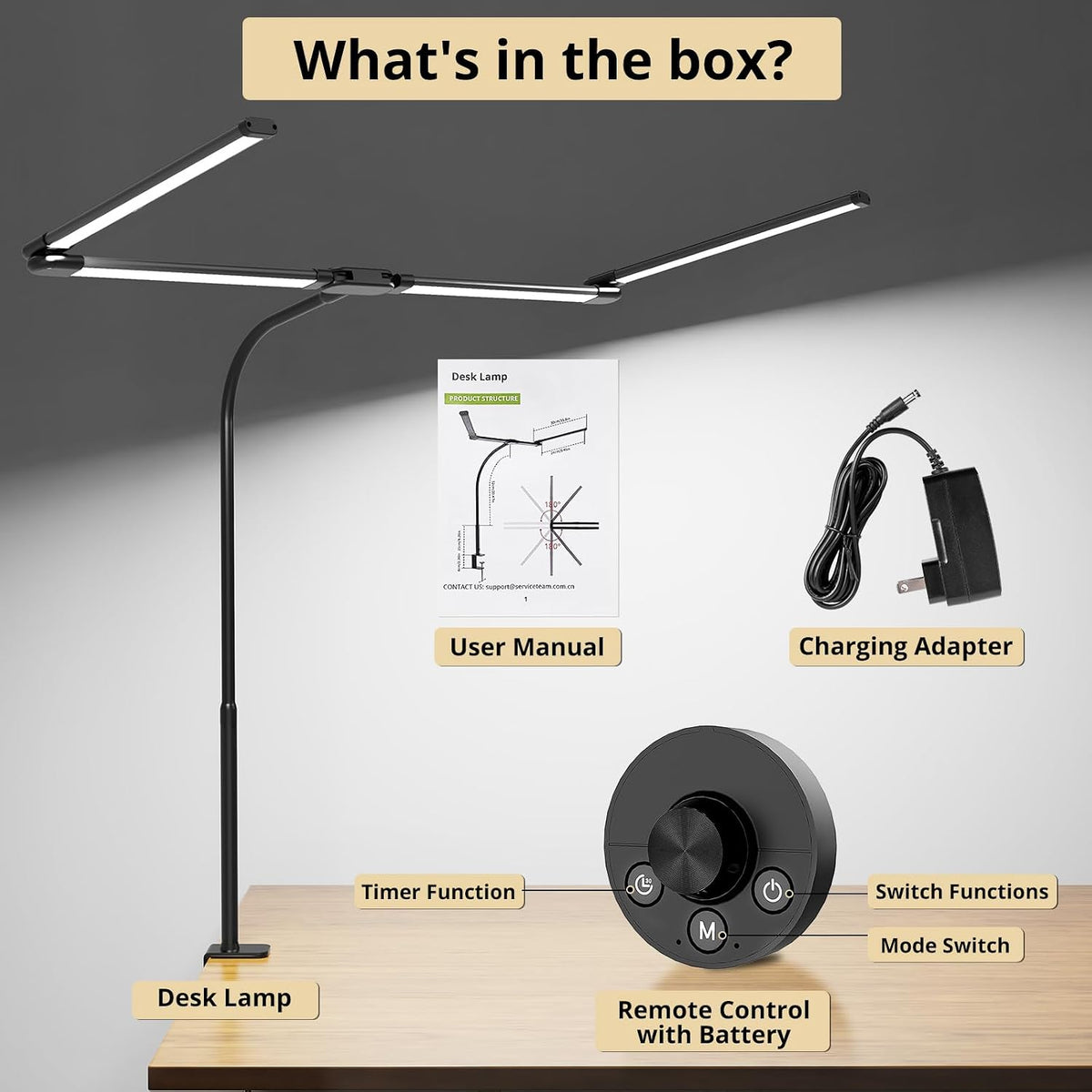 Desk Lamp, 24W Flexible Gooseneck Table Lamp with a Timing Function